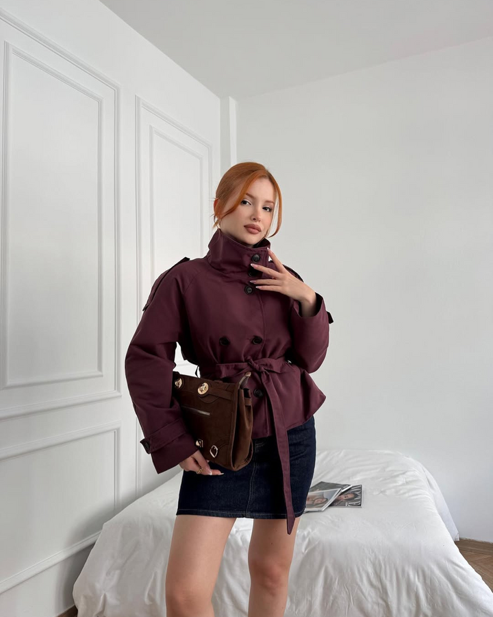 Jane | Isabella Laurent Cropped Belted Trench Jacket