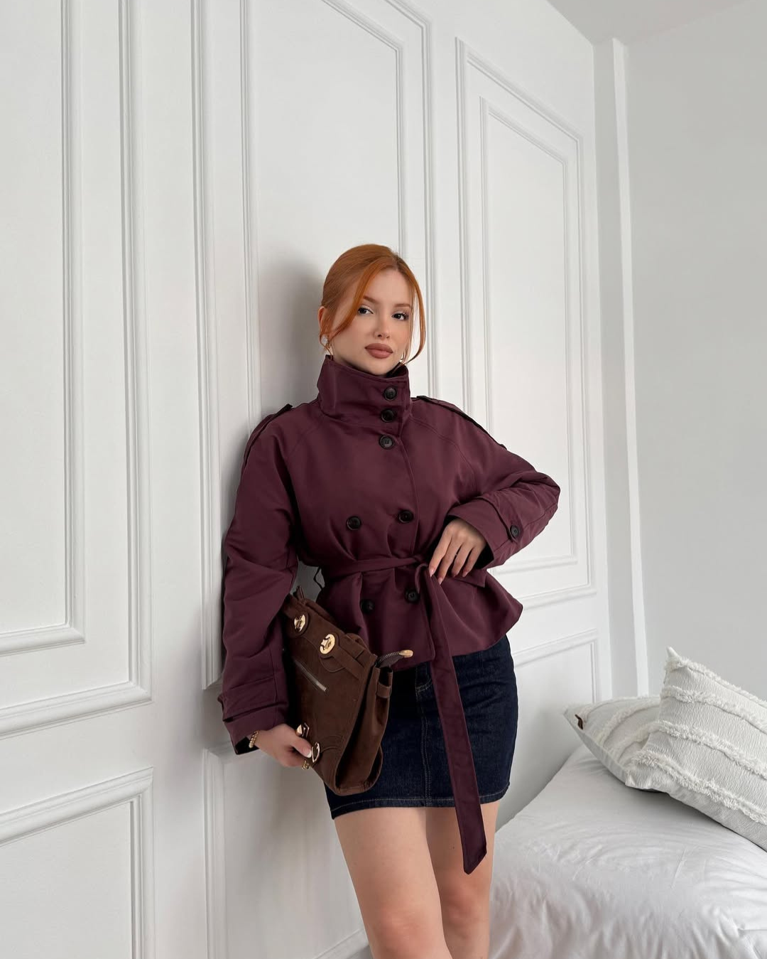 Jane | Isabella Laurent Cropped Belted Trench Jacket