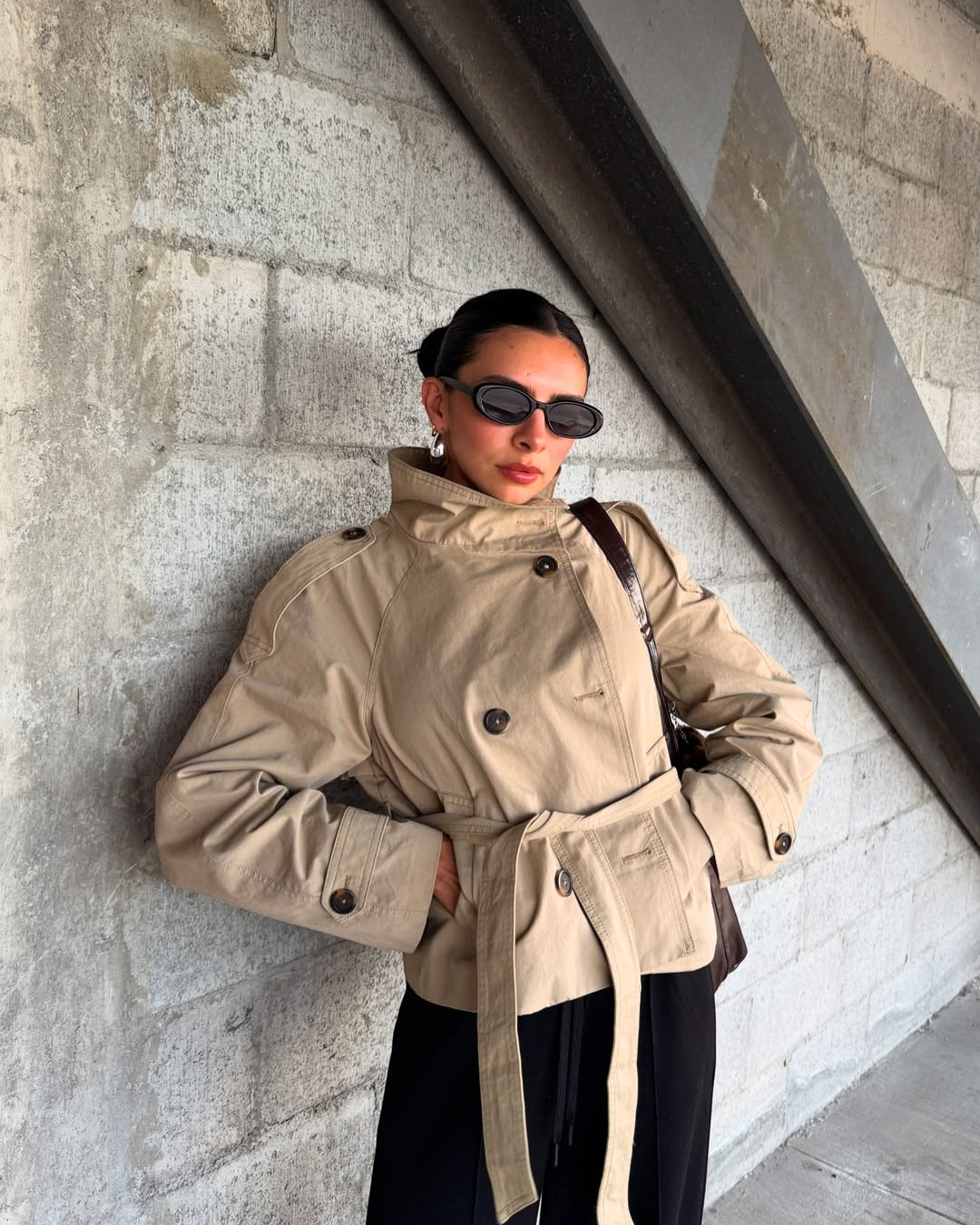 Jane | Isabella Laurent Cropped Belted Trench Jacket
