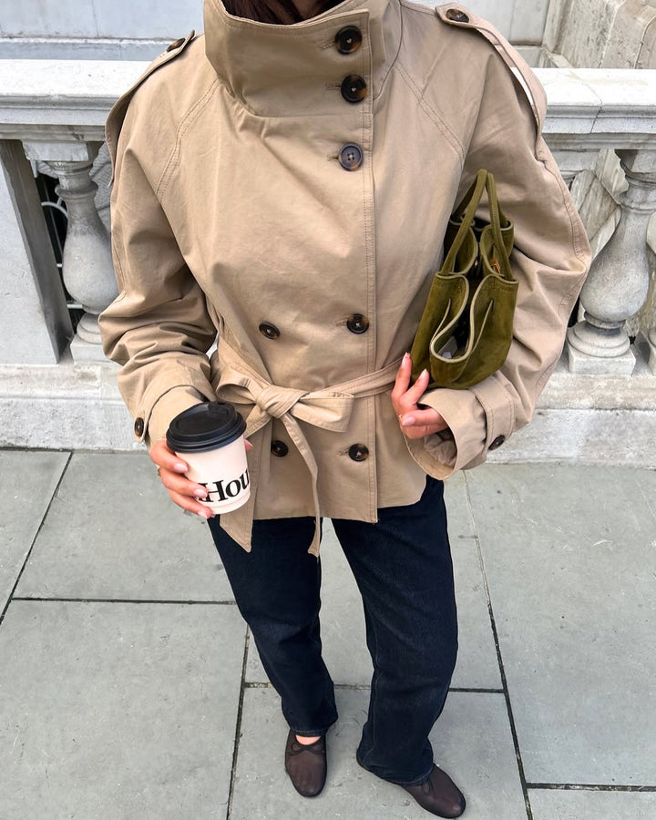 Jane | Isabella Laurent Cropped Belted Trench Jacket