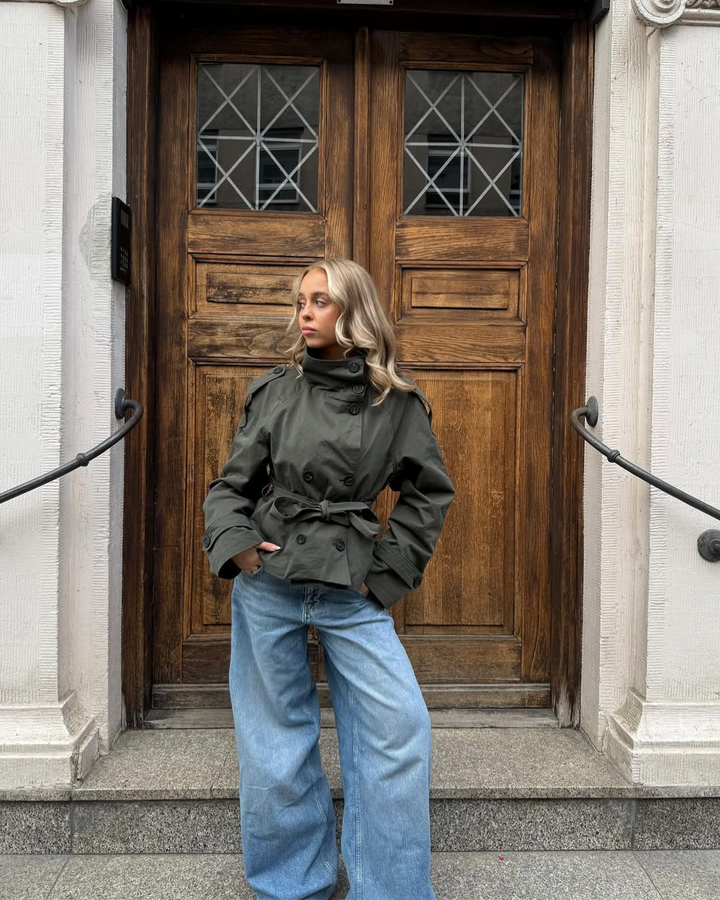 Jane | Isabella Laurent Cropped Belted Trench Jacket