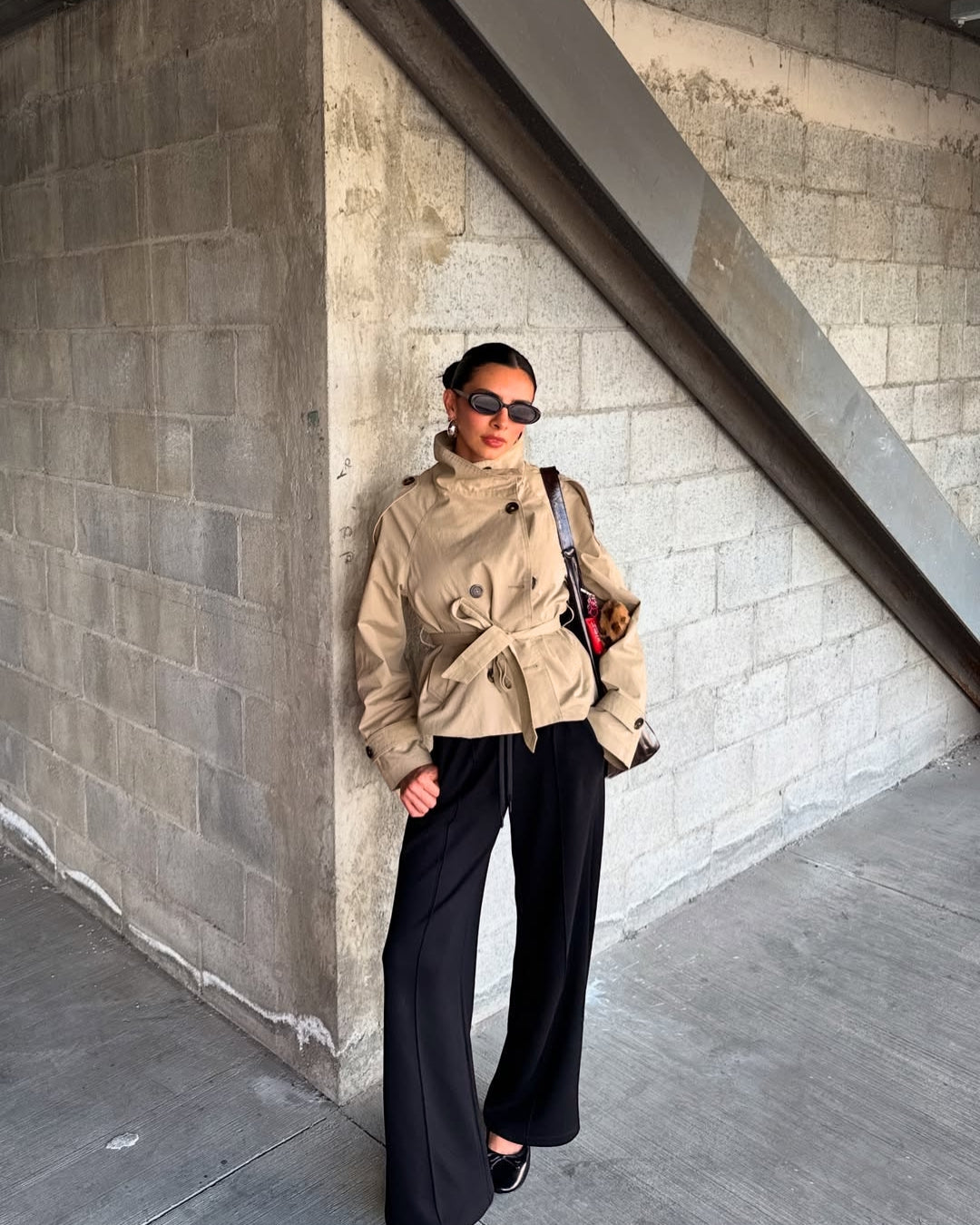 Jane | Isabella Laurent Cropped Belted Trench Jacket