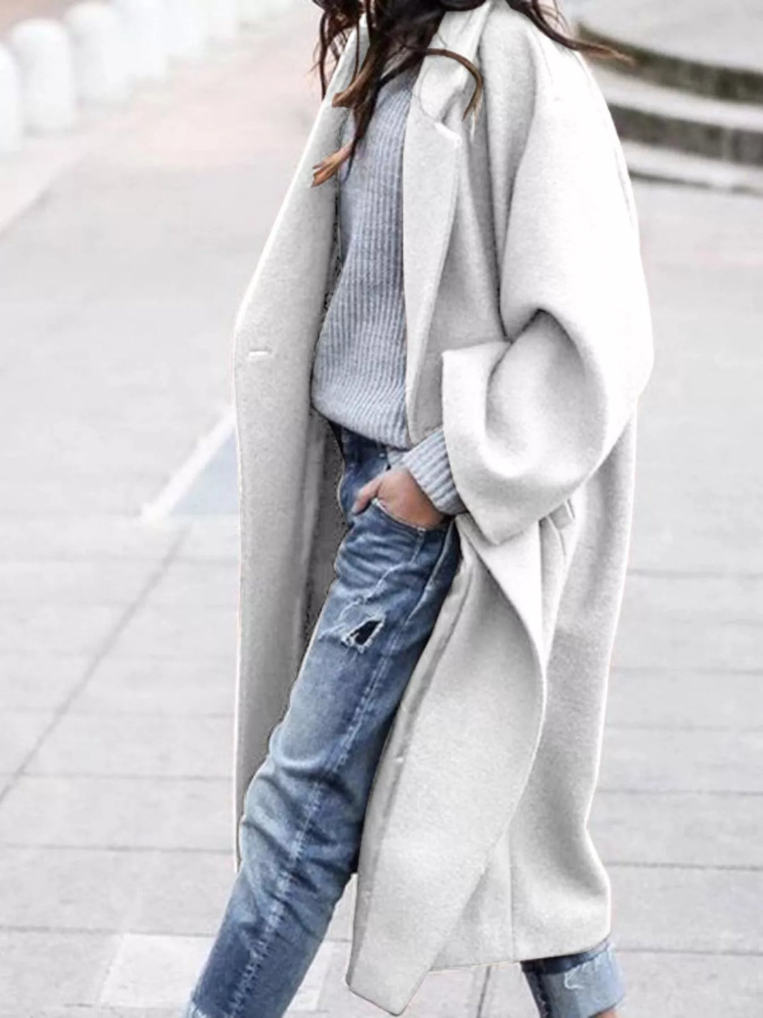 Jane | Amélie Laurent Oversized Long Wool-Blend Coat