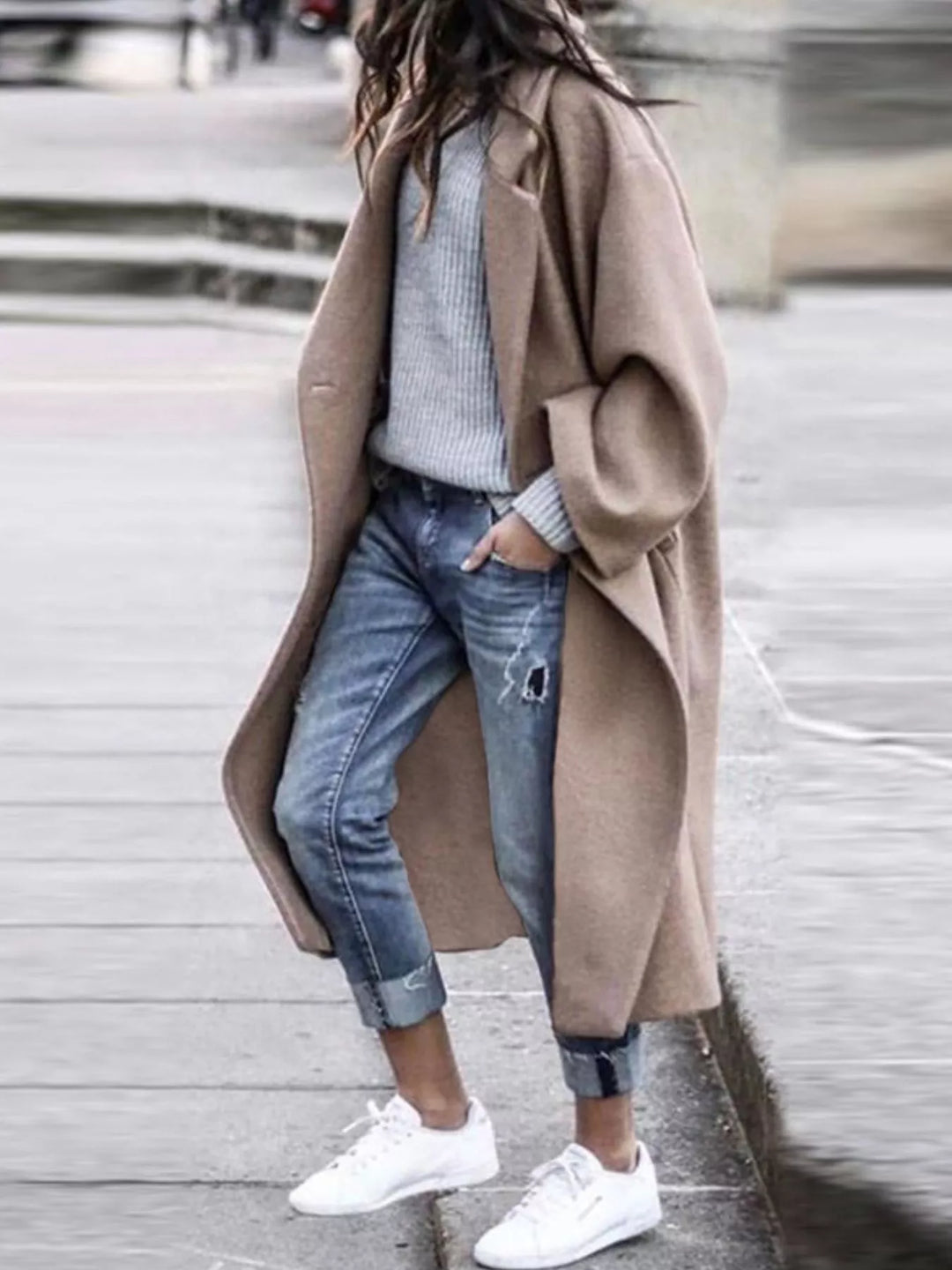 Jane | Amélie Laurent Oversized Long Wool-Blend Coat