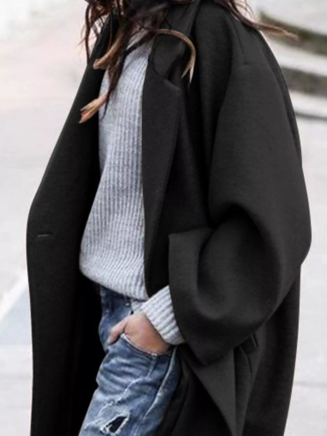 Jane | Amélie Laurent Oversized Long Wool-Blend Coat