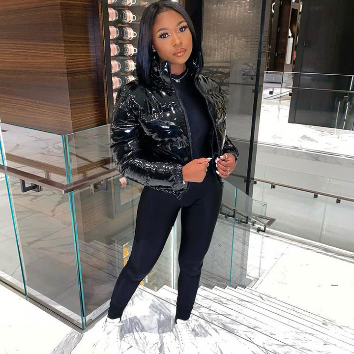 Jane | Valentina Russo Cropped Puffer Jacket with Glossy Finish