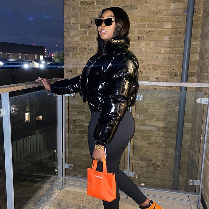 Jane | Valentina Russo Cropped Puffer Jacket with Glossy Finish