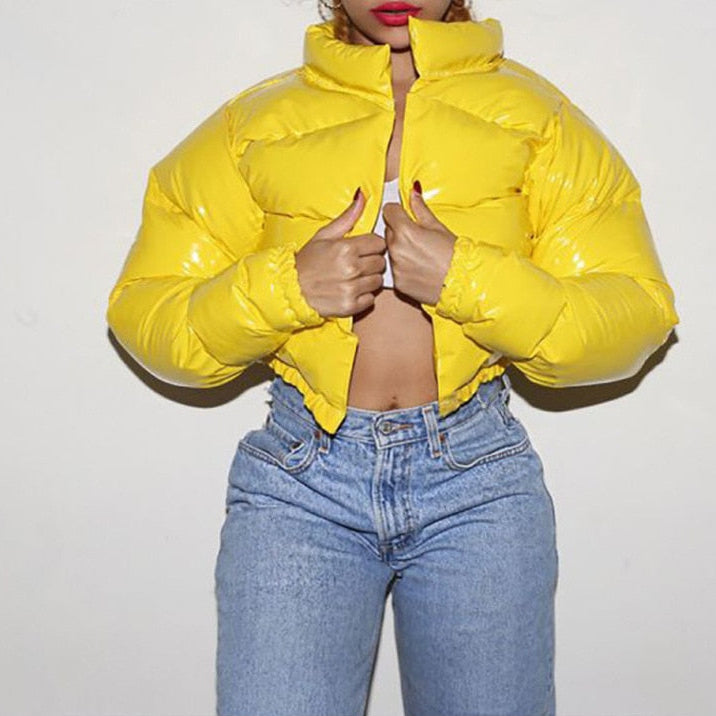 Jane | Valentina Russo Cropped Puffer Jacket with Glossy Finish