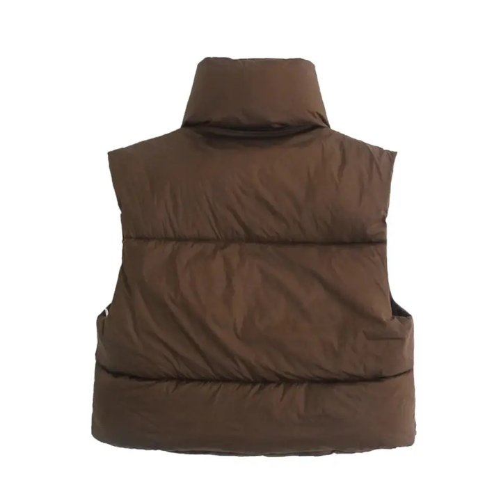 Jane | Elena Rossi Cropped Puffer Vest with Elegant Collar