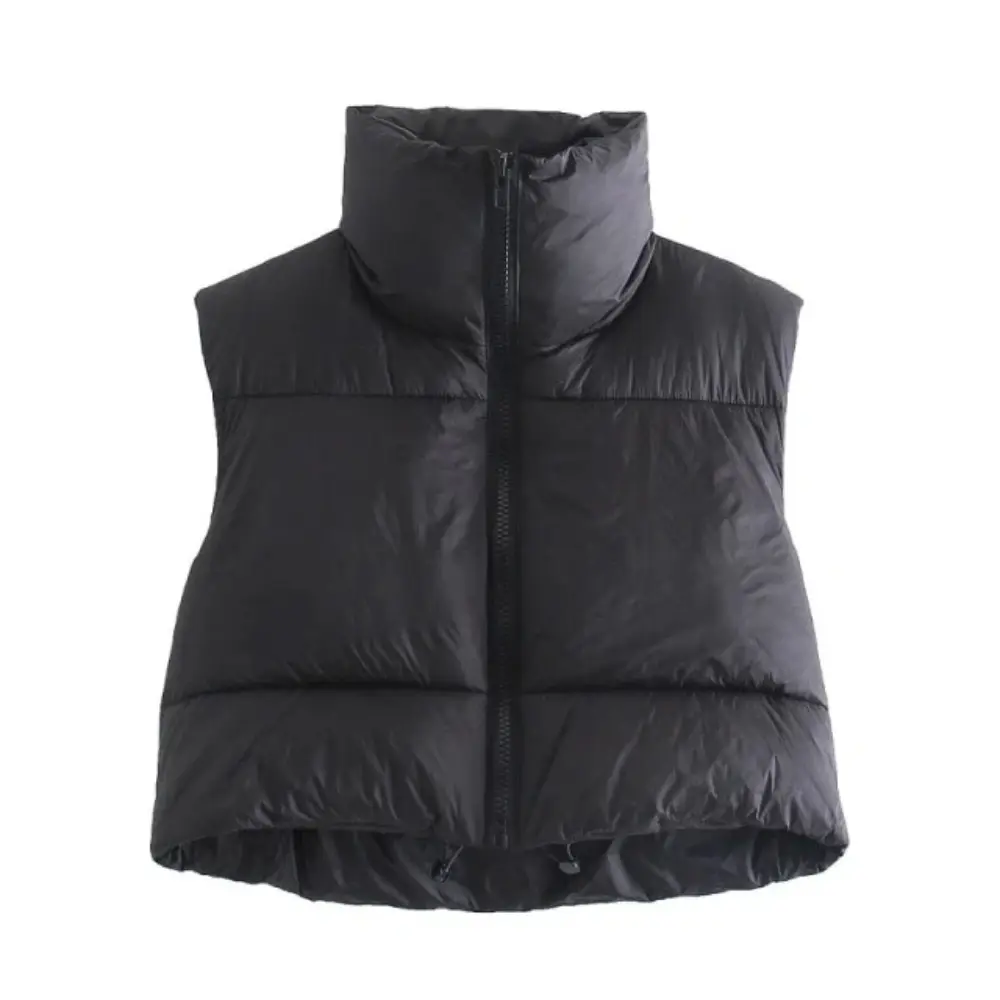 Jane | Elena Rossi Cropped Puffer Vest with Elegant Collar