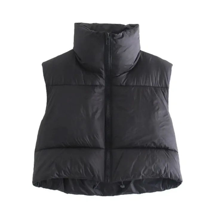 Jane | Elena Rossi Cropped Puffer Vest with Elegant Collar