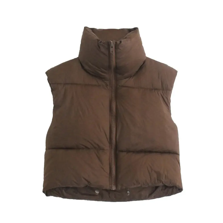 Jane | Elena Rossi Cropped Puffer Vest with Elegant Collar