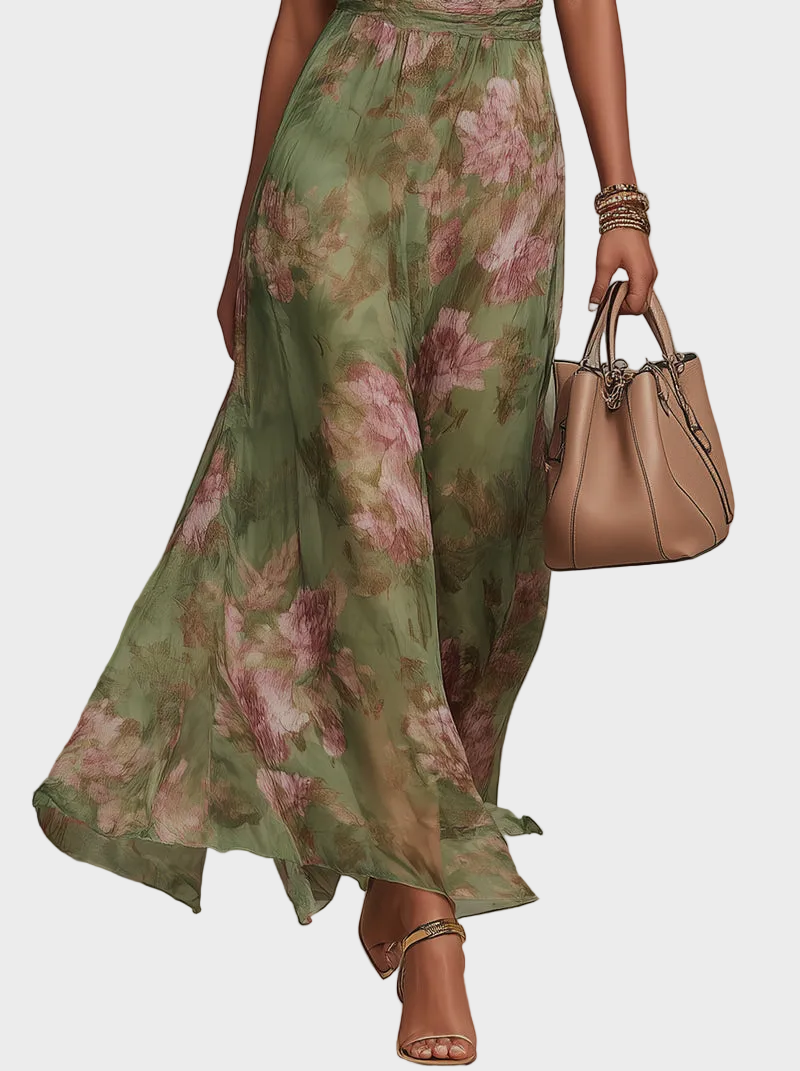 Livia - Elegant Maxi Halter Dress in Floral Print