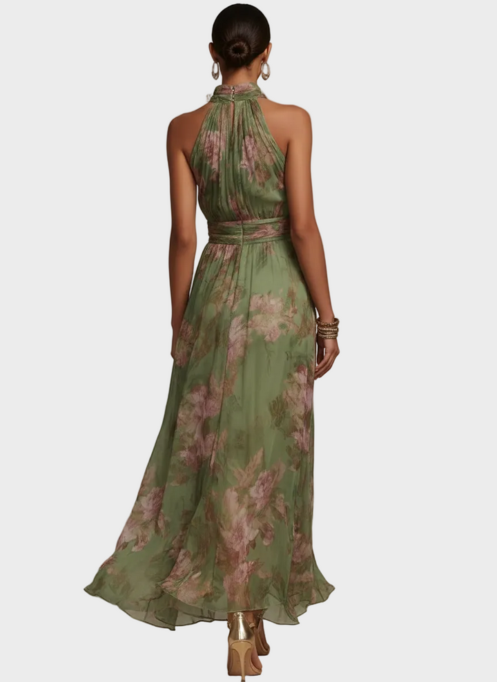 Livia - Elegant Maxi Halter Dress in Floral Print