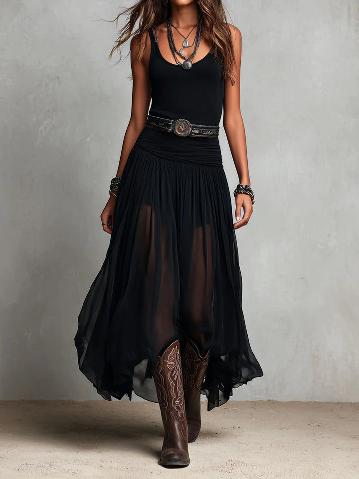 SVEA | Glamouröses Tüll-Maxikleid mit Taillenband