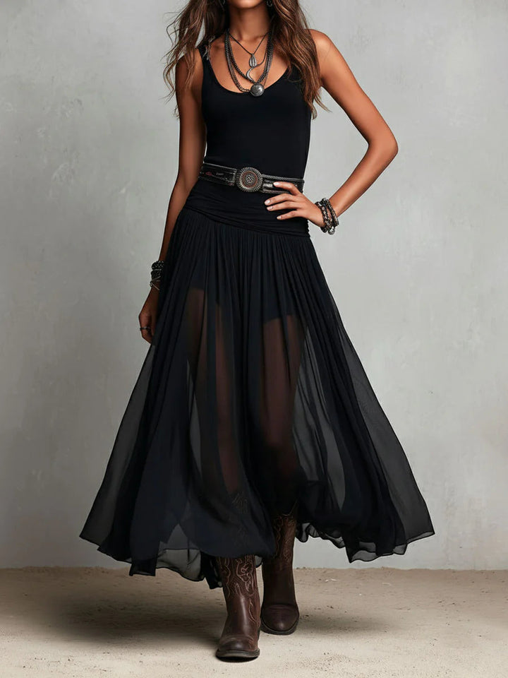 SVEA | Glamouröses Tüll-Maxikleid mit Taillenband