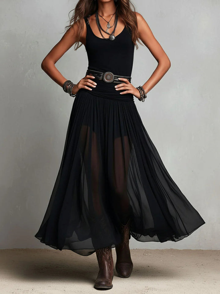 SVEA | Glamouröses Tüll-Maxikleid mit Taillenband