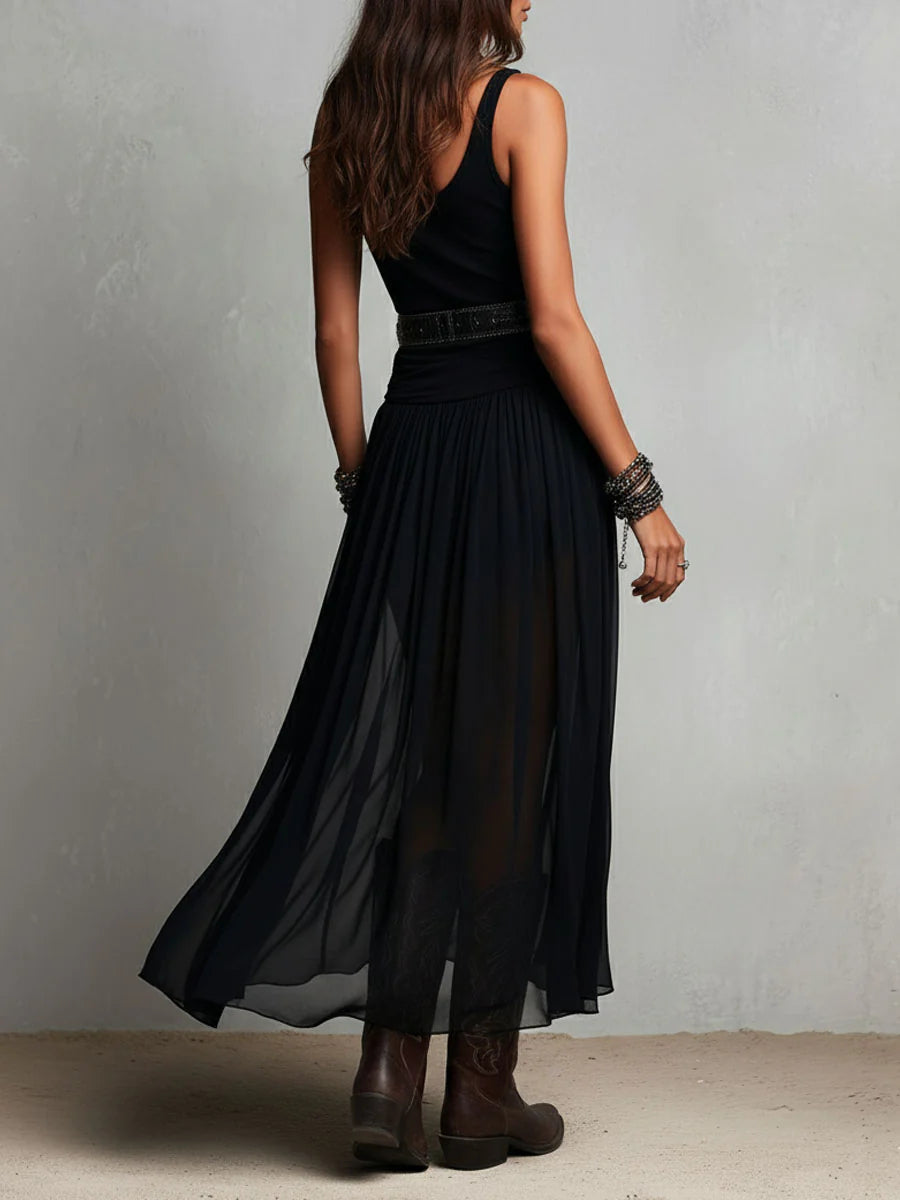 SVEA | Glamouröses Tüll-Maxikleid mit Taillenband