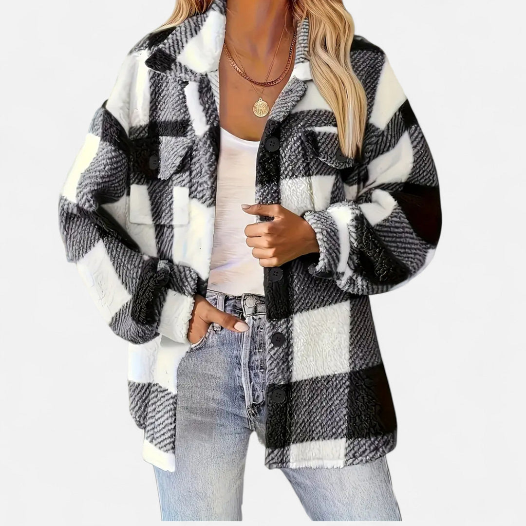 Jane | Sophie Laurent Plaid Plush Sherpa Jacket
