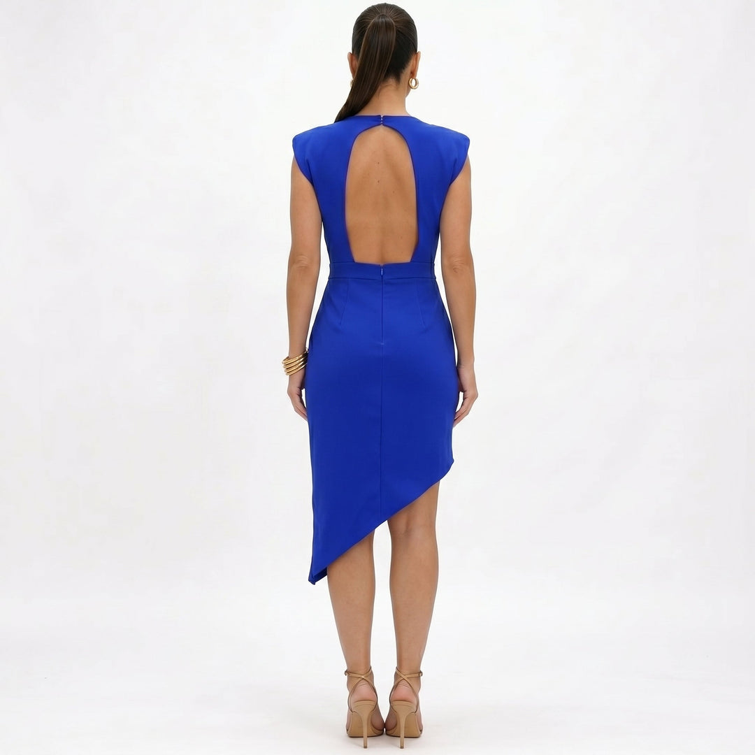 Maja - Asymmetrical Dress with Structured Shoulders