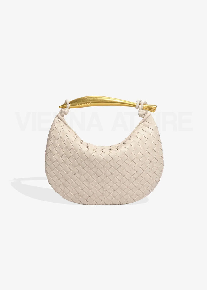 Jane | Gewebte Tasche mit Goldgriff