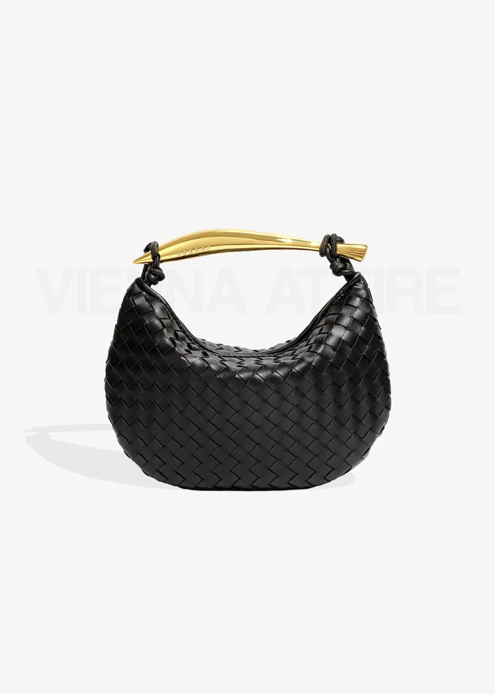 Jane | Gewebte Tasche mit Goldgriff