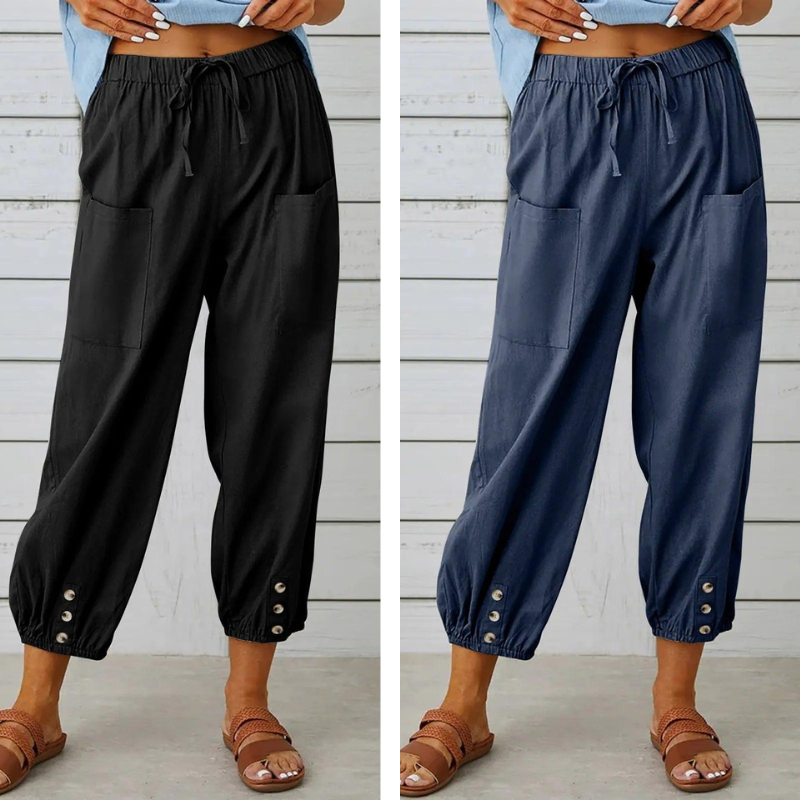 SVEA | Weite Damenhose aus Baumwolle und Leinen