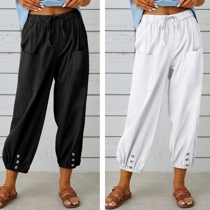 SVEA | Weite Damenhose aus Baumwolle und Leinen