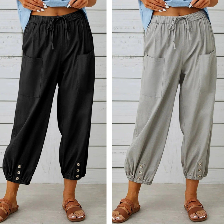 SVEA | Weite Damenhose aus Baumwolle und Leinen