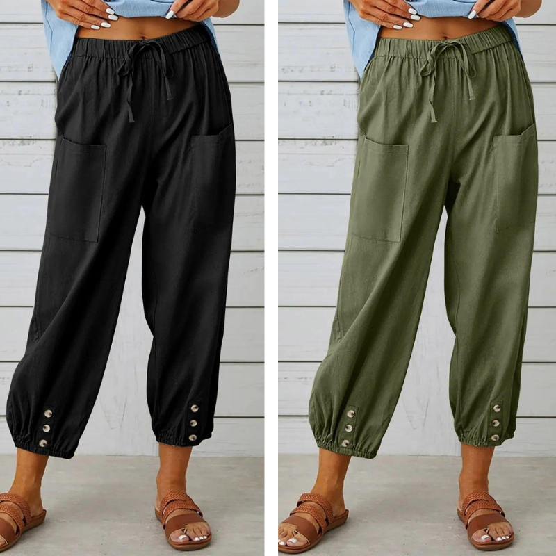 SVEA | Weite Damenhose aus Baumwolle und Leinen