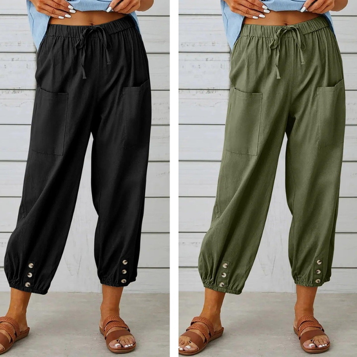 SVEA | Weite Damenhose aus Baumwolle und Leinen