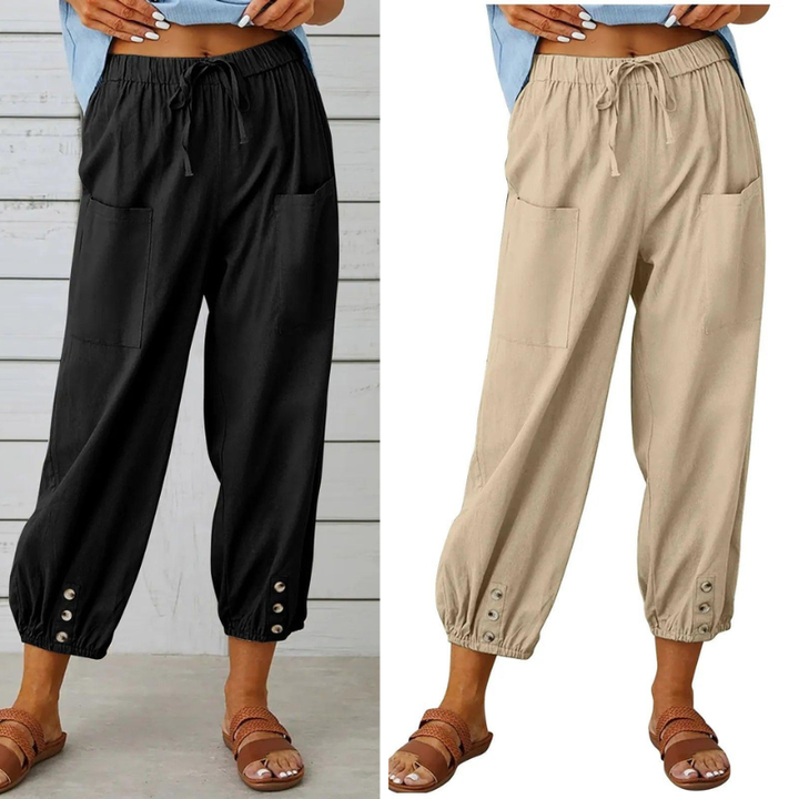 SVEA | Weite Damenhose aus Baumwolle und Leinen