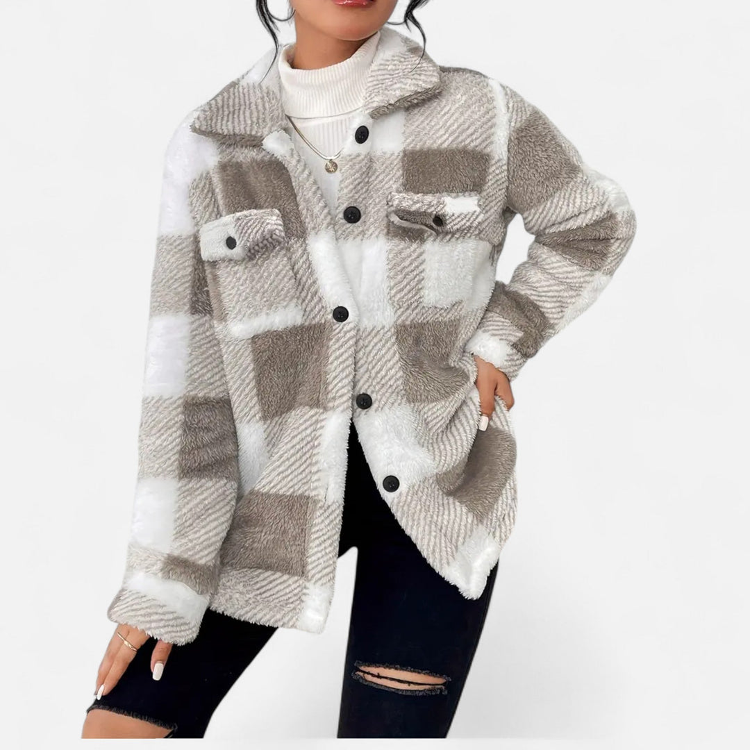 Jane | Sophie Laurent Plaid Plush Sherpa Jacket