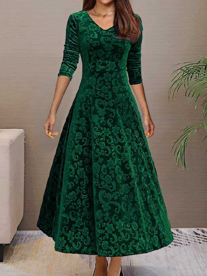 SVEA | Elegantes Festkleid aus Samt mit V-Ausschnitt