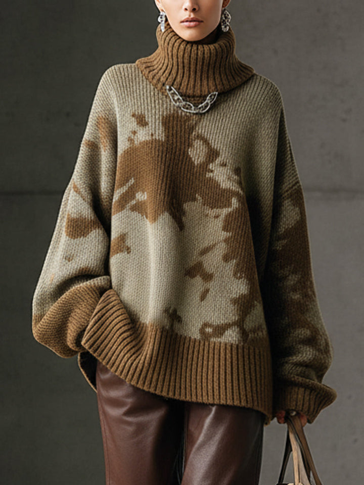 Jane | Relaxed Camouflage-Print Turtleneck Sweater
