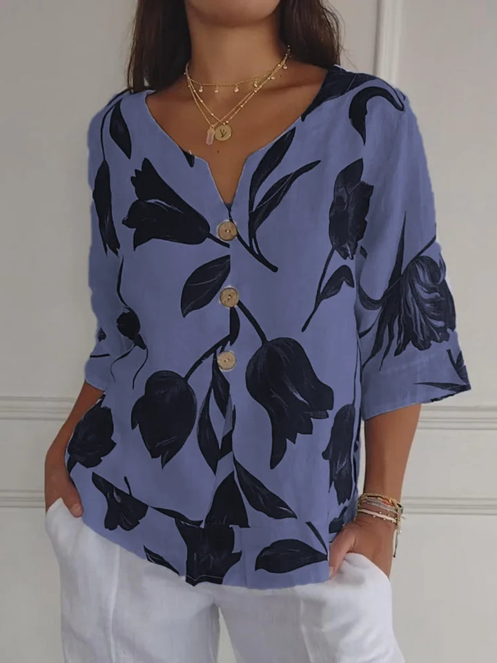SVEA | Blumen V-Ausschnitt Bluse