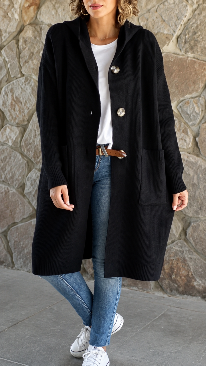 Simone | Long Hooded Cardigan