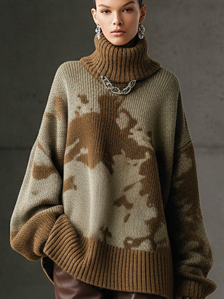 Jane | Relaxed Camouflage-Print Turtleneck Sweater