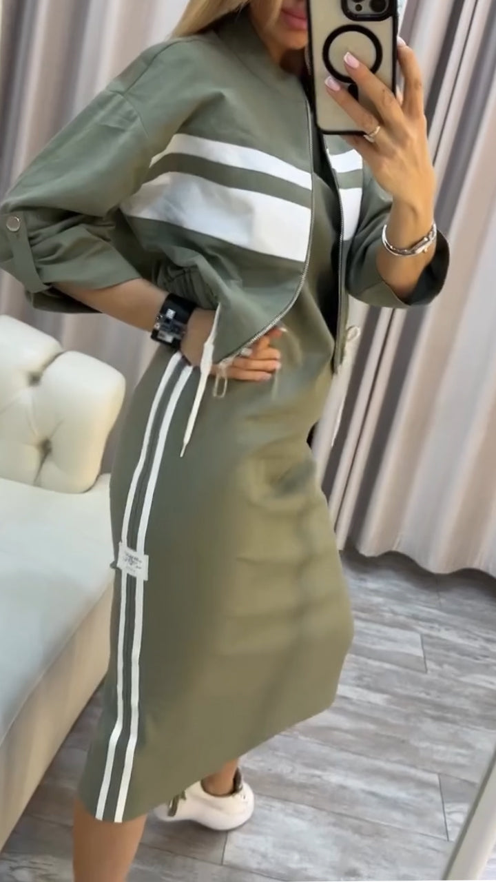 SVEA | Lässiges und Stilvolles Set mit Rundhalsausschnitt-Kleid und Jacke für Damen