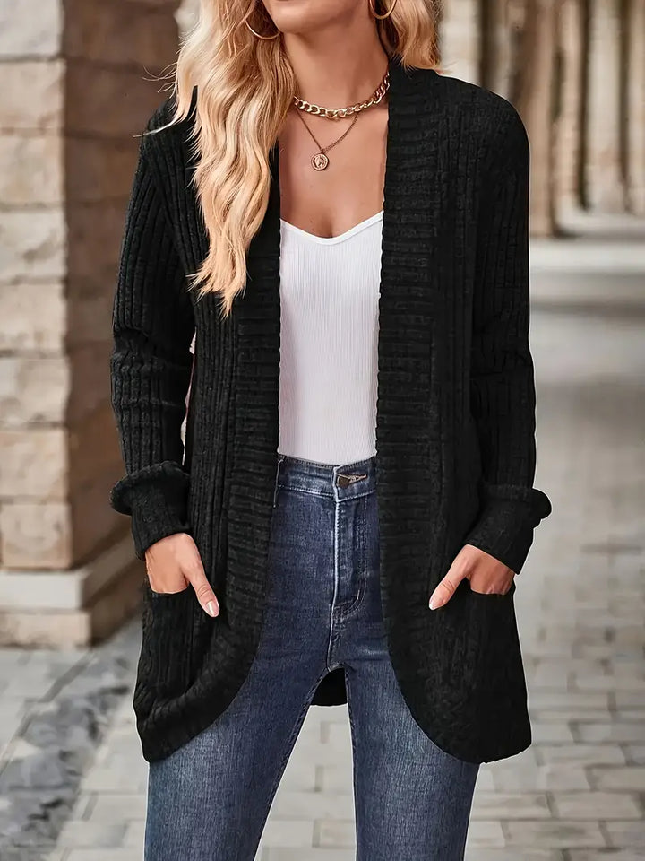 SVEA | Neva Eleganter Rippstrick-Cardigan mit Langen Ärmeln