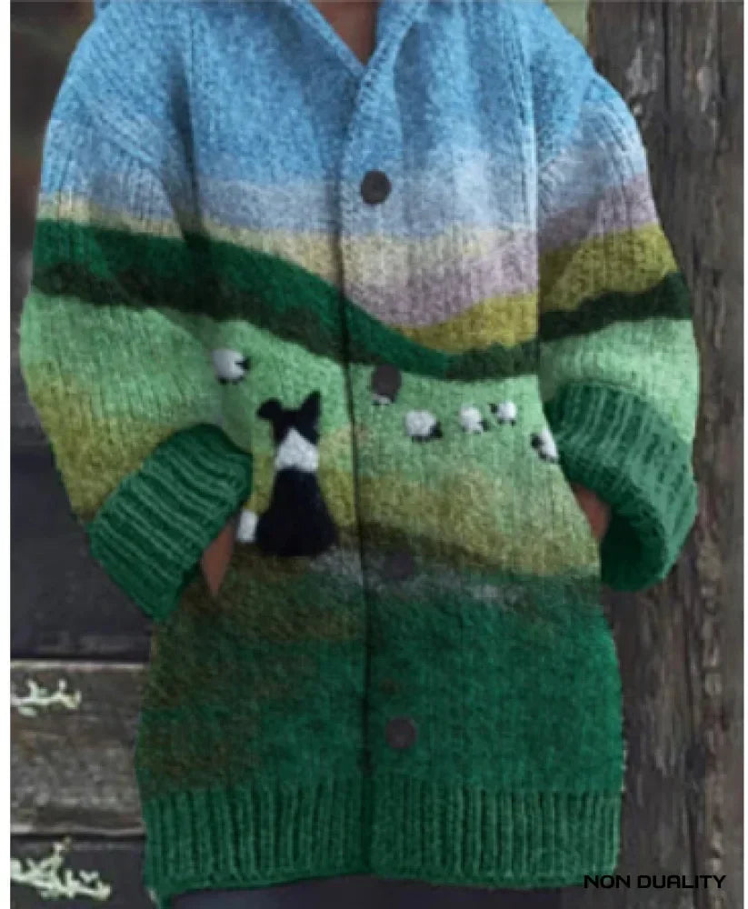 Isabella - Bunt gestrickte Katzen Strickjacke