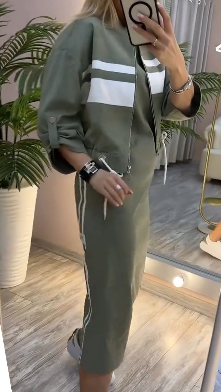 SVEA | Lässiges und Stilvolles Set mit Rundhalsausschnitt-Kleid und Jacke für Damen
