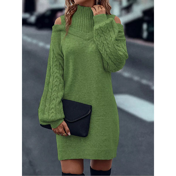SVEA | Kleid mit hohem Kragen und Zopfmuster