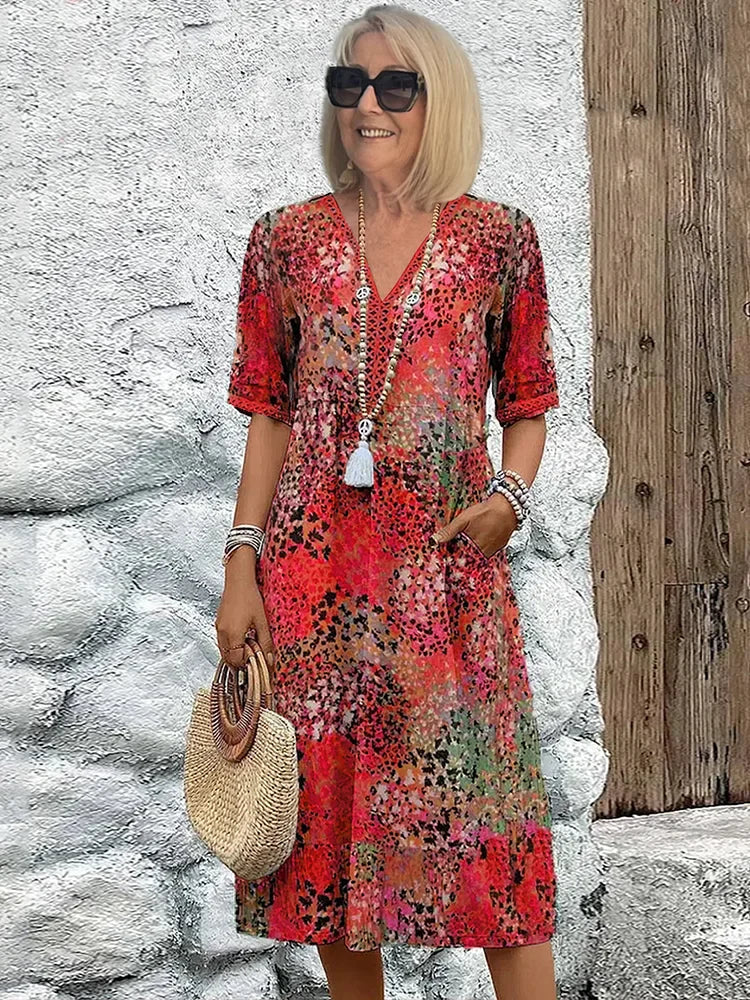 SVEA | Leichtes Midikleid mit V-Ausschnitt