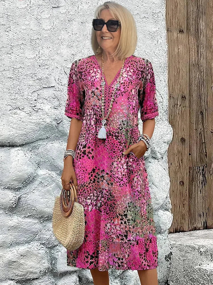 SVEA | Leichtes Midikleid mit V-Ausschnitt