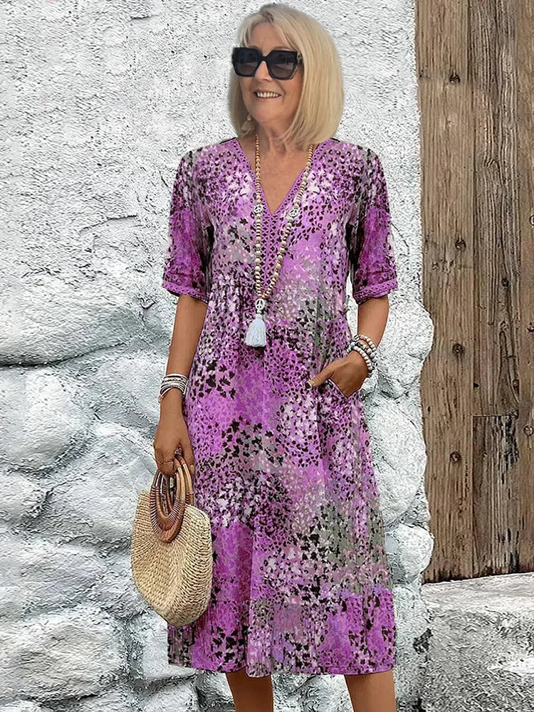 SVEA | Leichtes Midikleid mit V-Ausschnitt