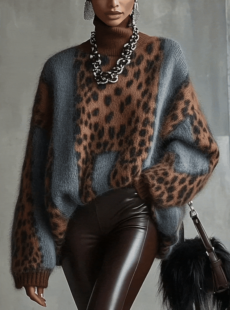 Jane | Leopard-Print Turtleneck Sweater