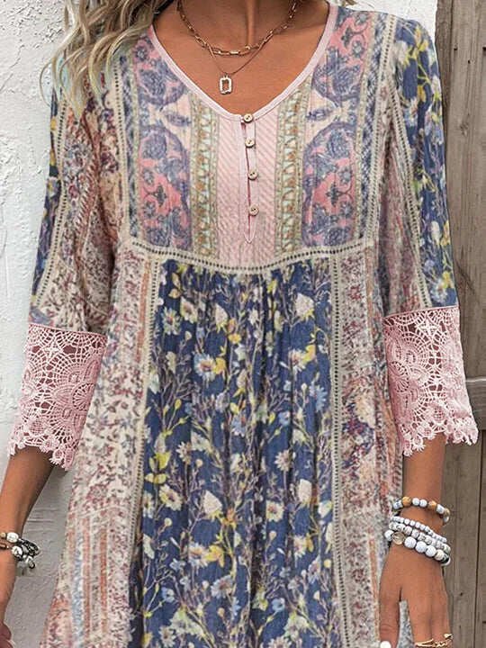 SVEA | Boho-Chic Gemustertes Kleid