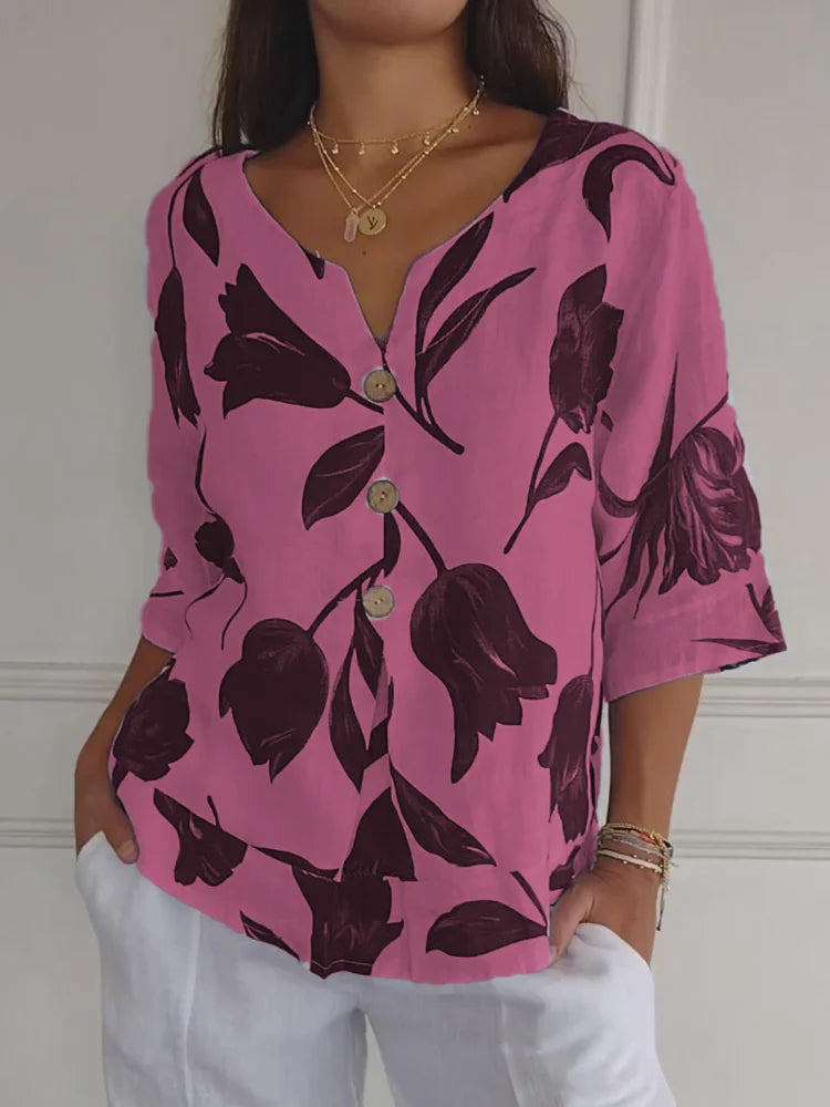 SVEA | Blumen V-Ausschnitt Bluse