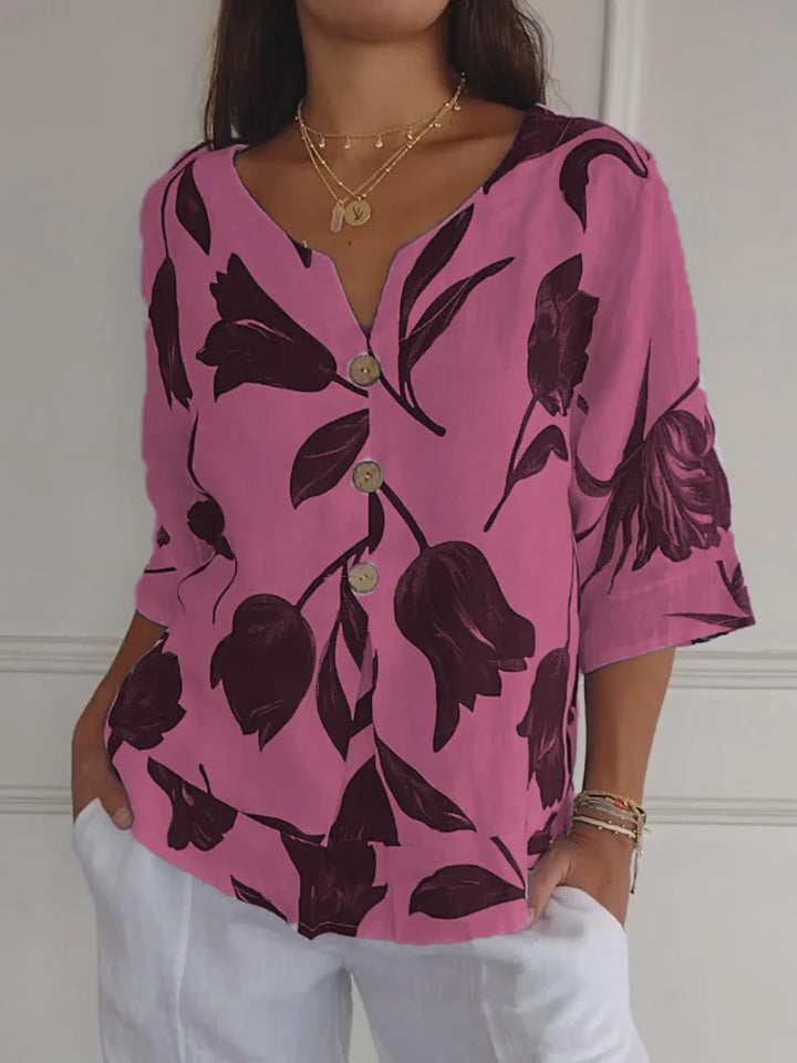 SVEA | Blumen V-Ausschnitt Bluse